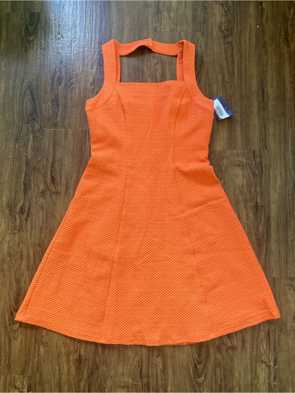 Doncaster Orange Textured Square-Neck A-Line Dress Size 6 NWT